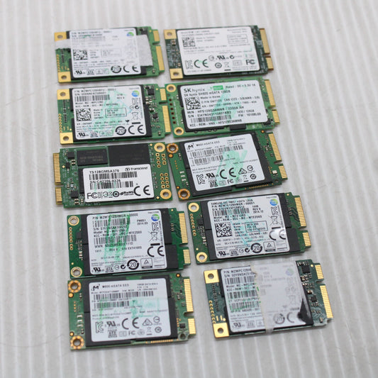 10x 120/128GB mSATA Solid State Drives Mixed Models Health Tested To 90%