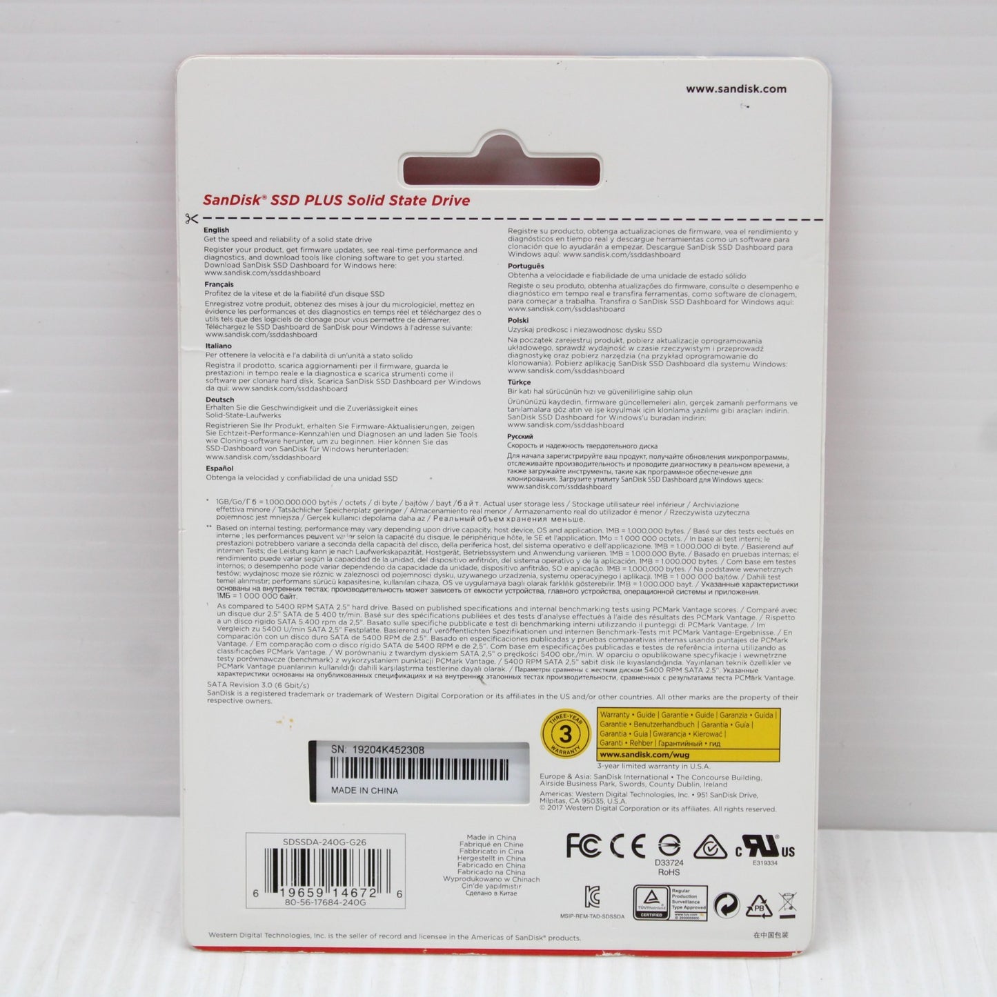 SanDisk SSD Plus 240GB 2.5 inch SATA III Up To 530 MB/s Read 440 MB/s Write