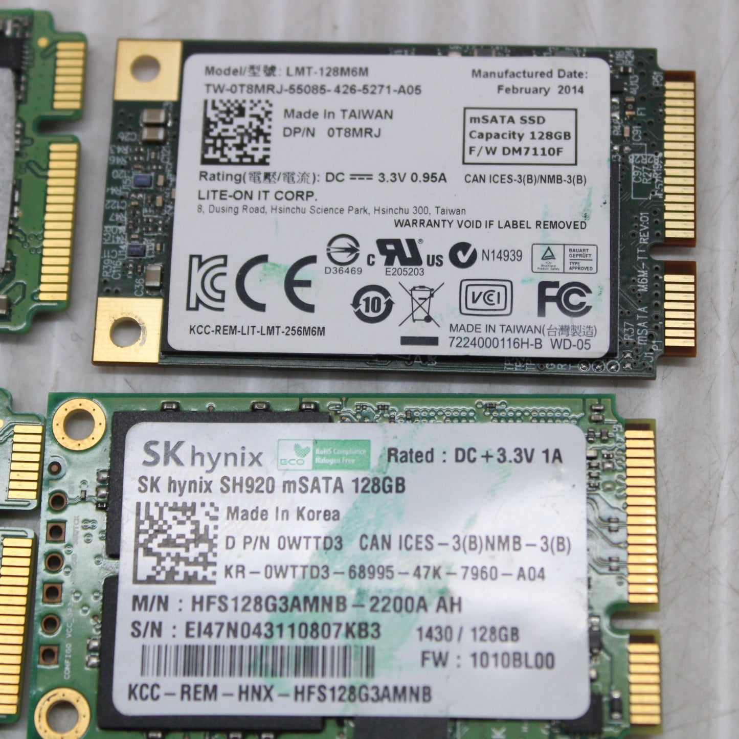 10x 120/128GB mSATA Solid State Drives Mixed Models Health Tested To 90%
