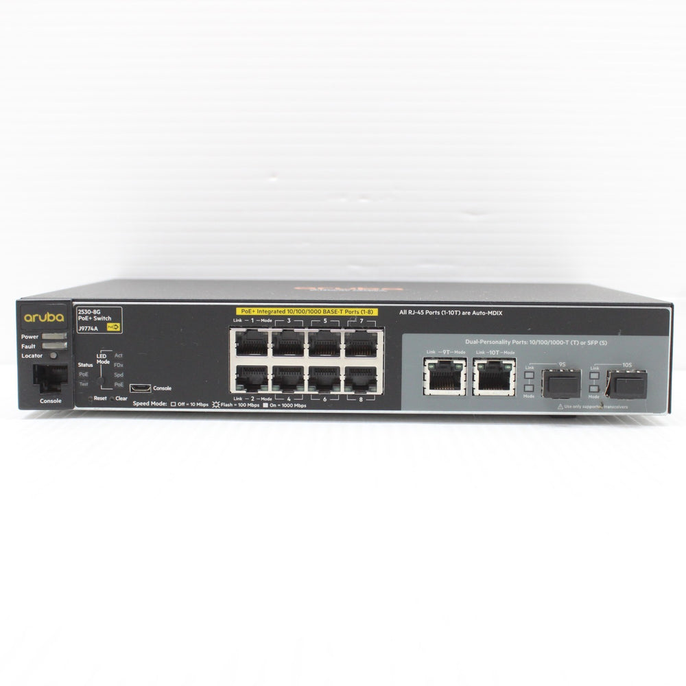 HP Aruba 2530-8G PoE+ J9774A 8 Port 1Gbps Gigabit Managed Network Switch