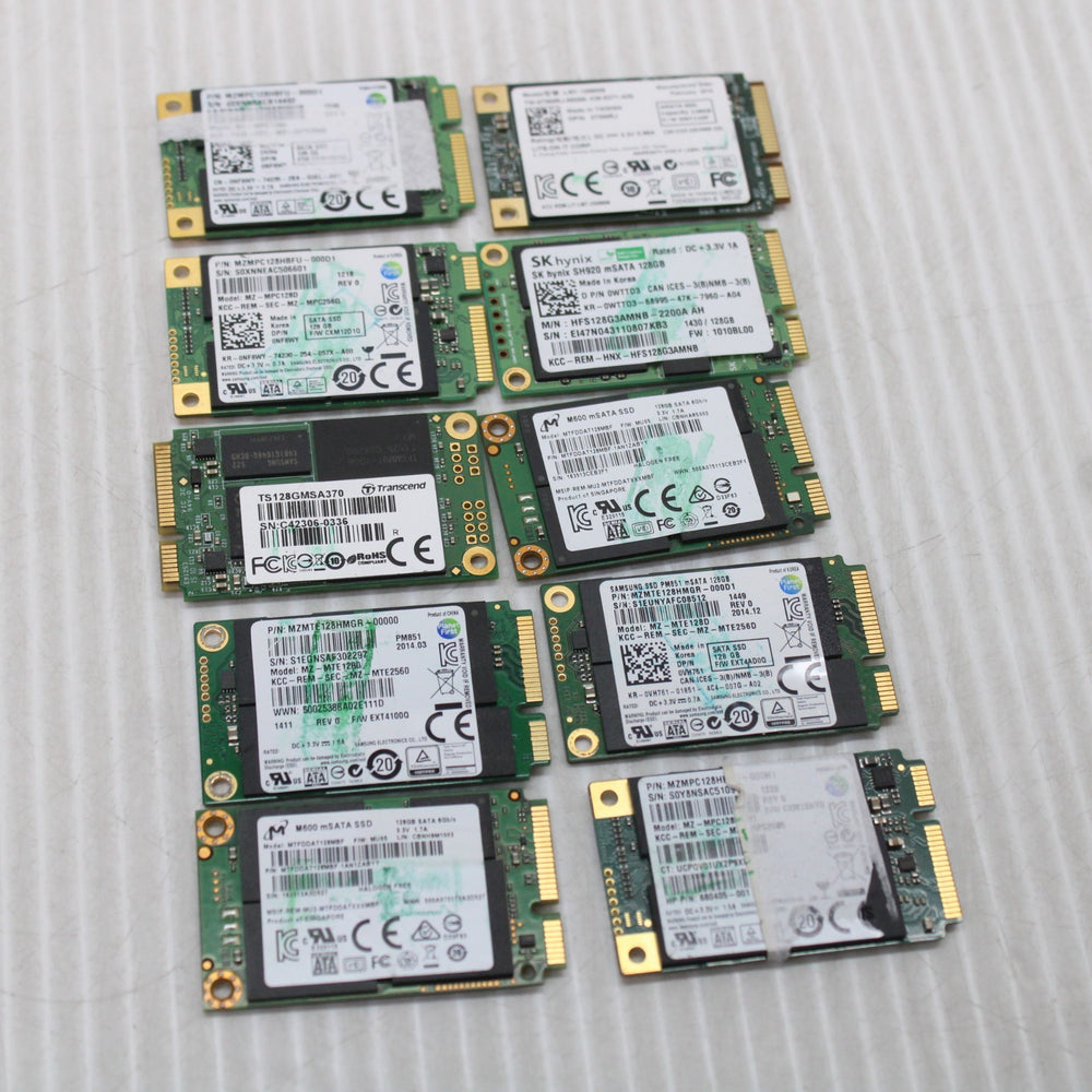 10x 120/128GB mSATA Solid State Drives Mixed Models Health Tested To 90%