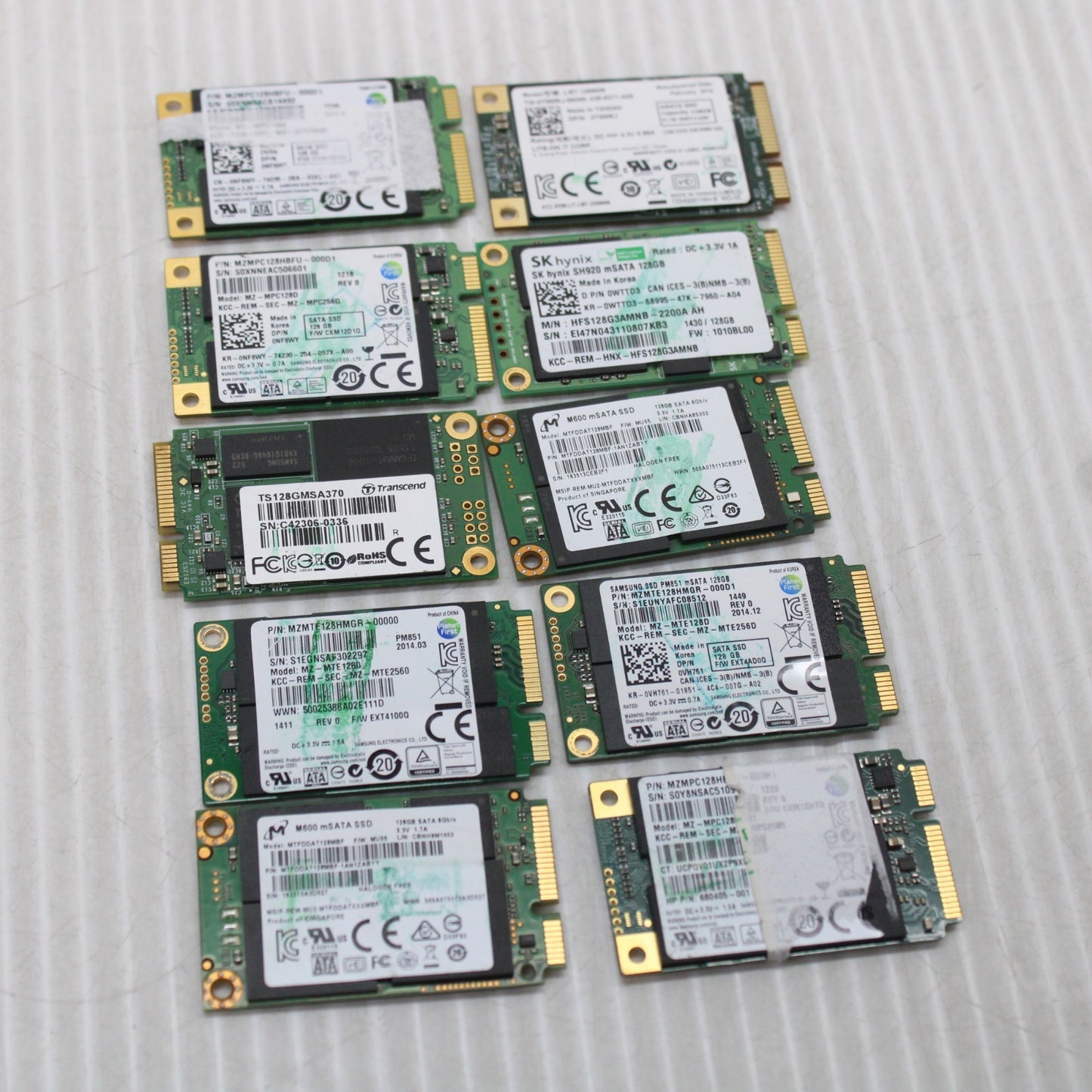 10x 120/128GB mSATA Solid State Drives Mixed Models Health Tested To 90%