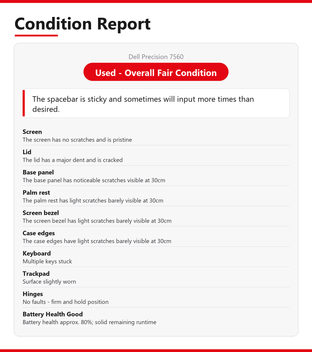 Dell Precision i7 Laptop 7560 15.6 in 16GB RAM 512GB NVMe Intel 11850H RTX A2000