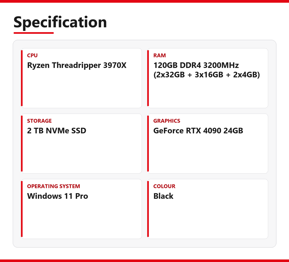 ASRock TRX40 Taichi Gaming PC ThreadRipper 120GB RAM 2TB NVMe AMD 3970X RTX 4090