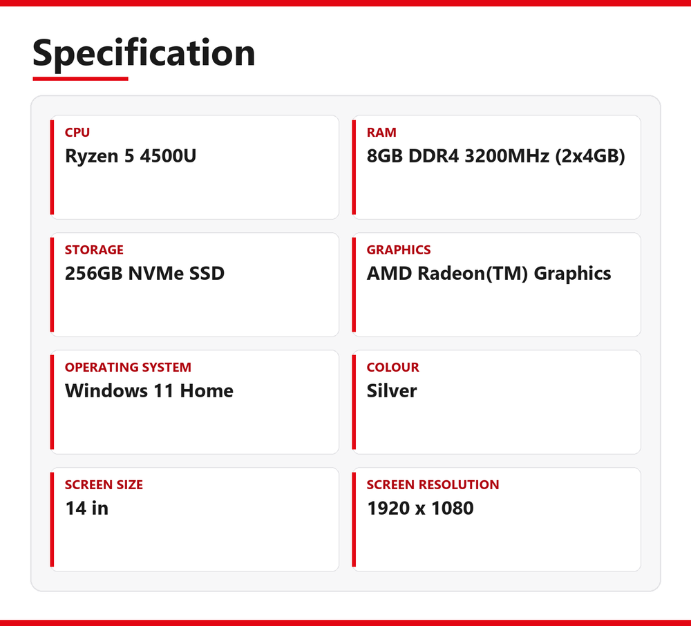 ASUS VivoBook Ryzen 5 Laptop Windows 11 14 8GB RAM 256GB NVMe SSD 4500U M413I
