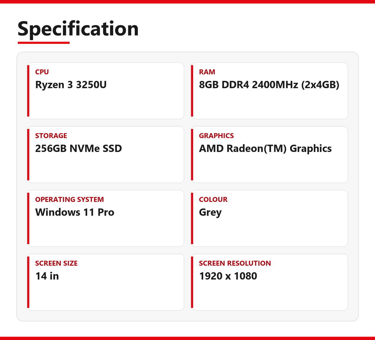 Lenovo V14 Laptop V Series 14 in 8GB RAM 256GB NVMe AMD Ryzen 3 3250U Windows 11