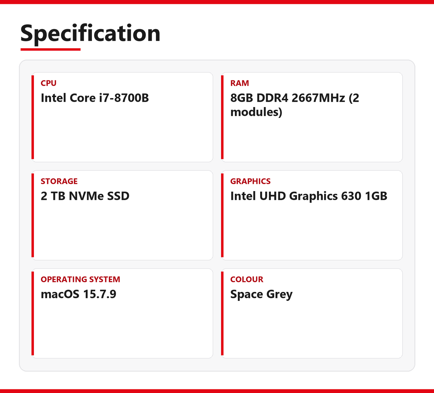 Apple | Mac mini (2018) | Intel Core i7-8700B | 8GB DDR4 2667MHz (2 modules) | 2 TB NVMe SSD | Very Good - Refurbished