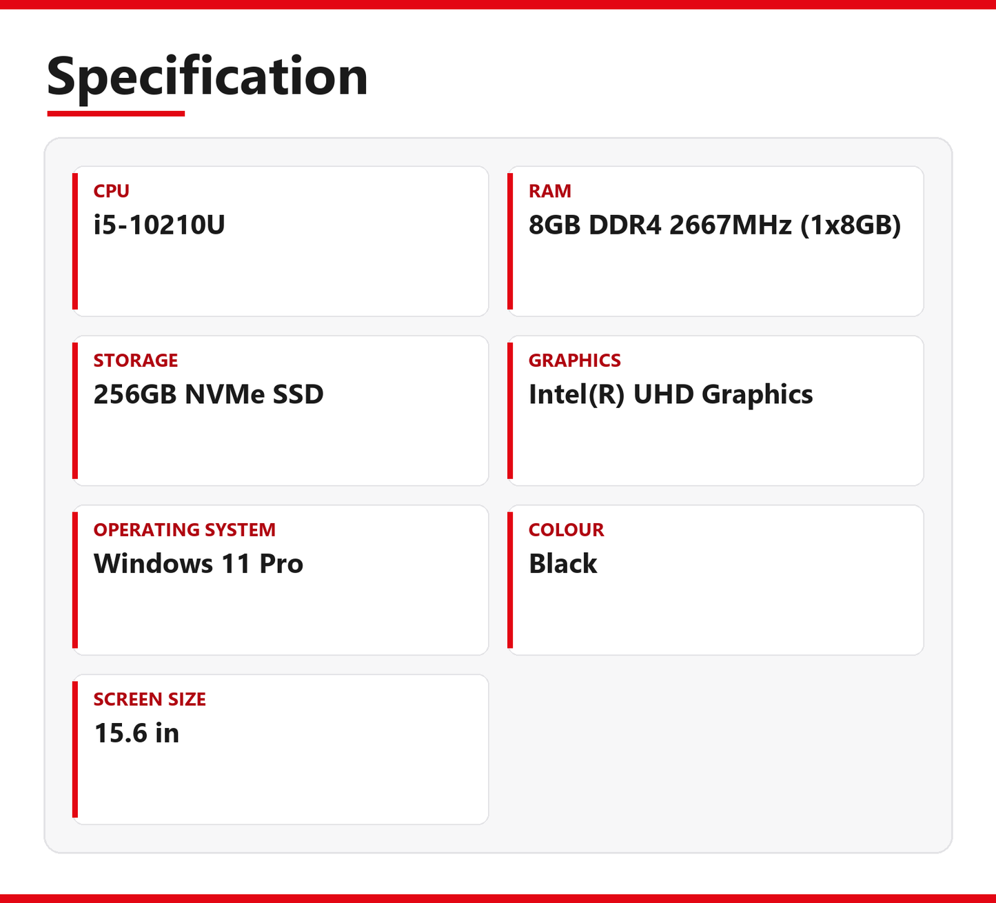 Lenovo ThinkPad i5 Laptop E15 15.6 in 8GB RAM 256GB NVMe Intel 10210U Windows 11