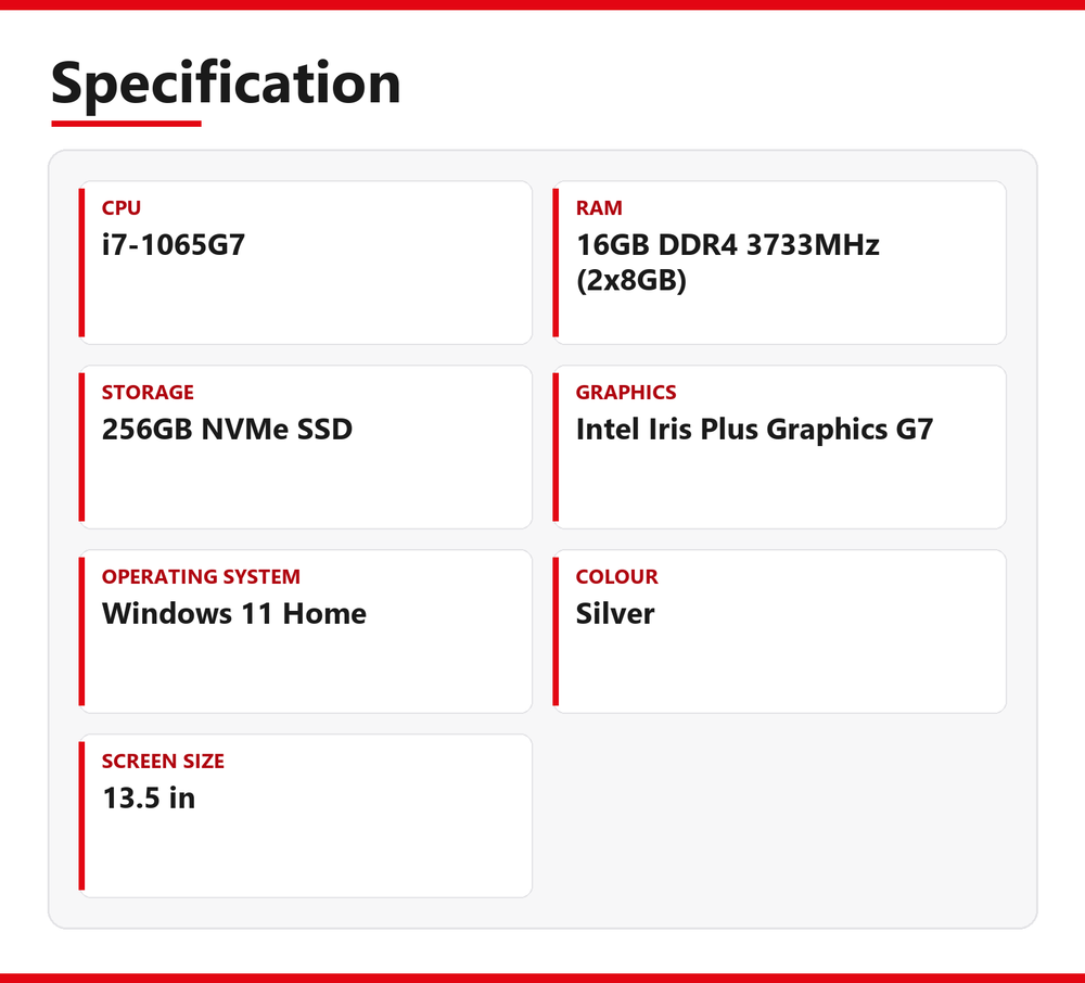 Microsoft Surface i7 Laptop 3 13.5 inch 16GB DDR4 RAM 256GB NVMe Intel 1065G7