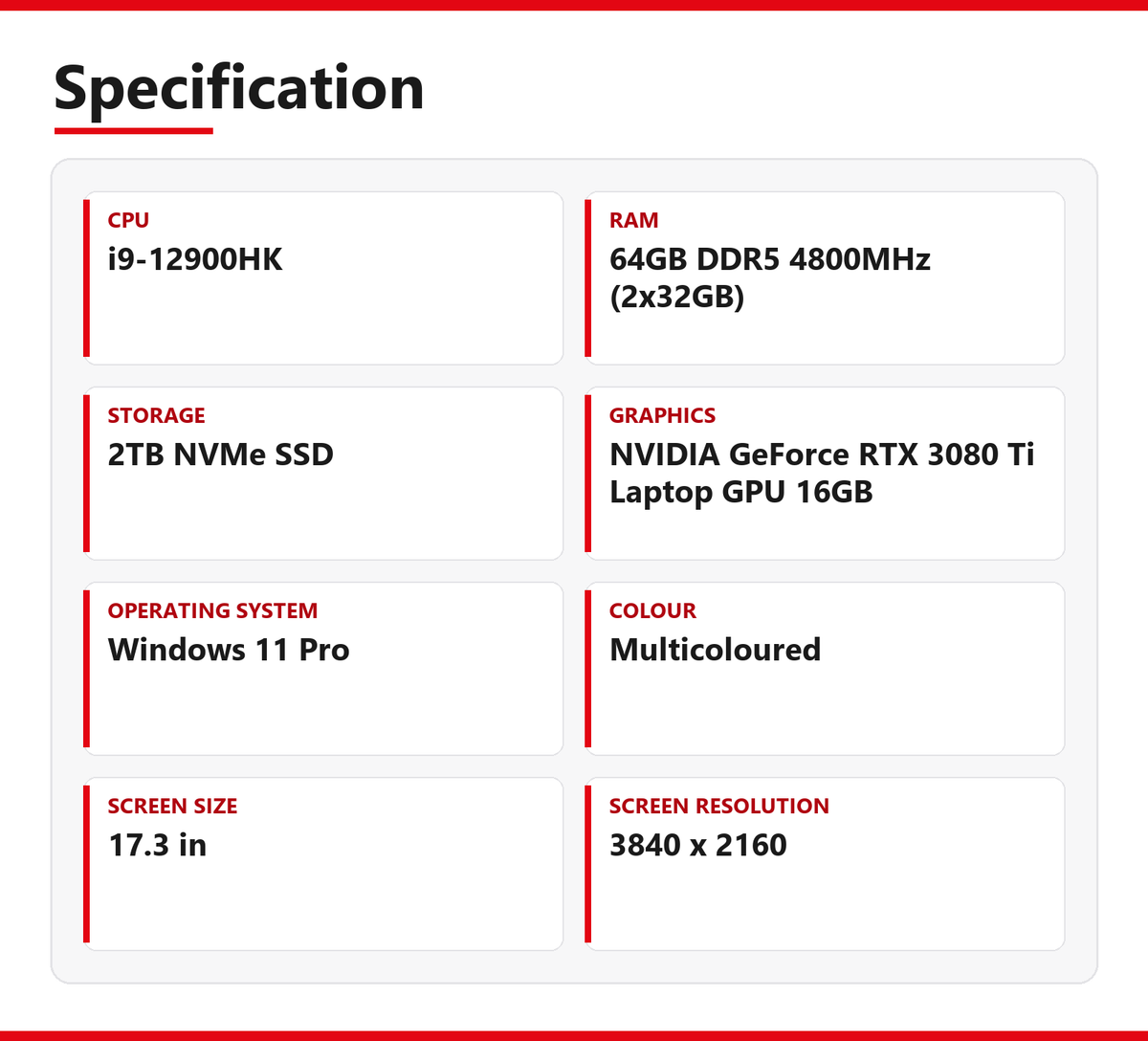 Alienware X17 R2 Laptop 17.3 inch 64GB RAM 2TB NVMe SSD i9-12900HK NVIDIA GeForce RTX 3080 Ti Laptop GPU 16GB WiFi Windows 11 Pro
