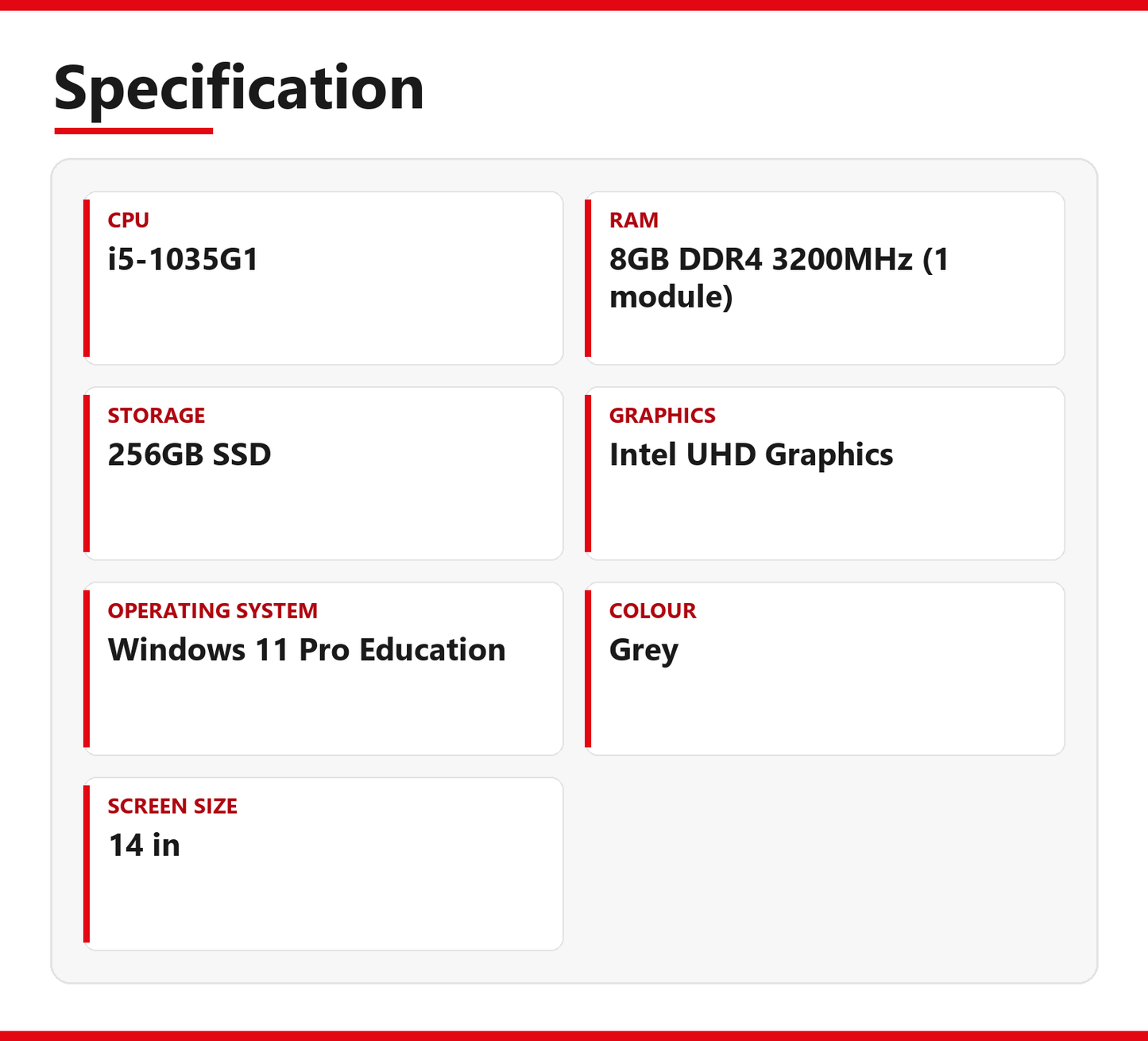 Dynabook | C40-H | i5-1035G1 | 8GB DDR4 3200MHz (1 module) | 256GB SSD | Good - Refurbished