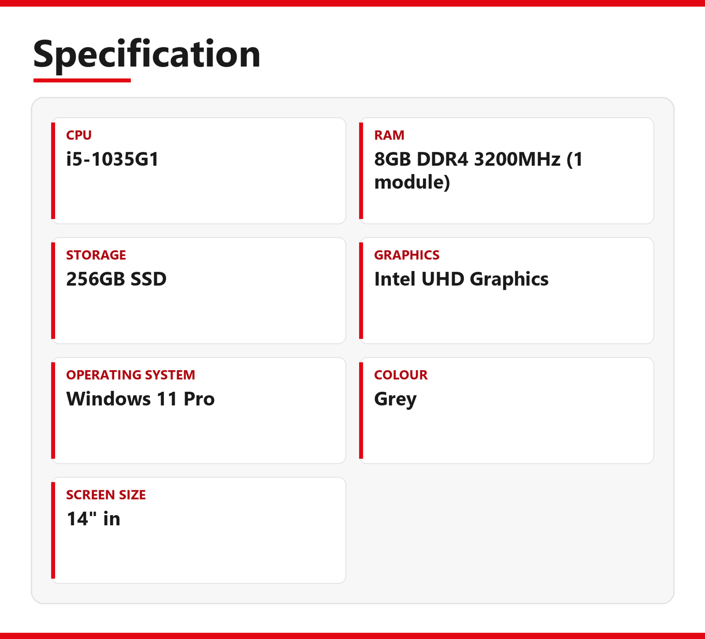 Dynabook | C40-H-10F | Intel Core i5-1035G1 | 8GB DDR4 3200MHz (1 module) | 256GB SSD | Good - Refurbished