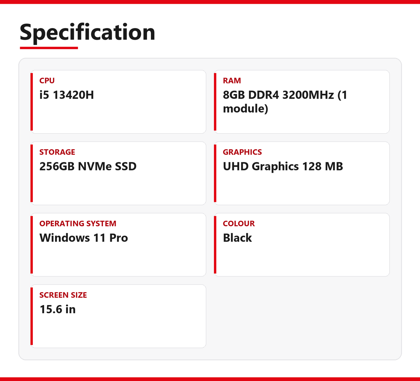 Lenovo NoteBook i5 Laptop V15 15.6 in 8GB RAM 256GB NVMe Intel 13420H Windows 11