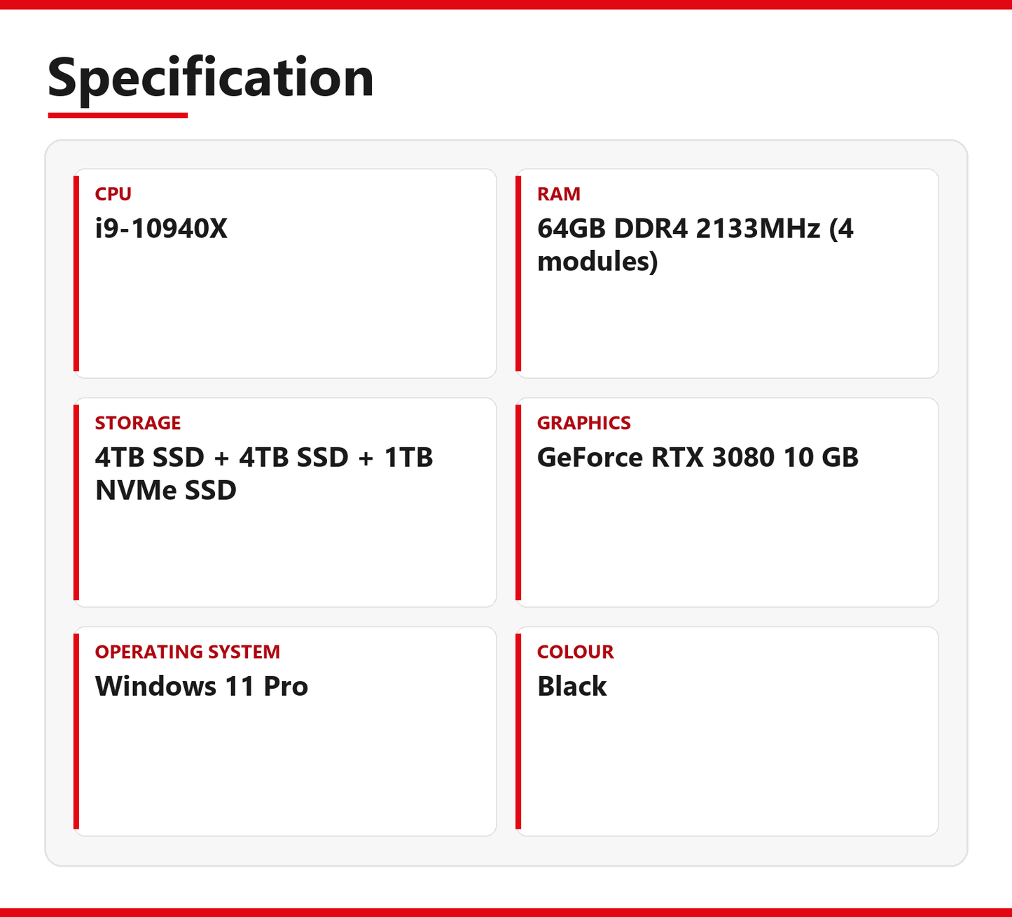 ASUS TUF X299 i9 10940X Gaming PC 64GB RAM 4TB SSD + 4TB SSD + 1TB NVMe SSD 3080