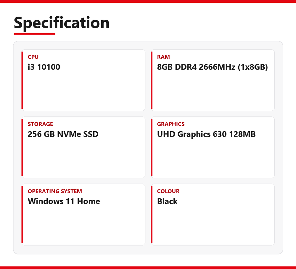 Dell Inspiron 3881 Desktop PC 8GB RAM 256GB NVMe SSD Intel 10100 WiFi Windows 11
