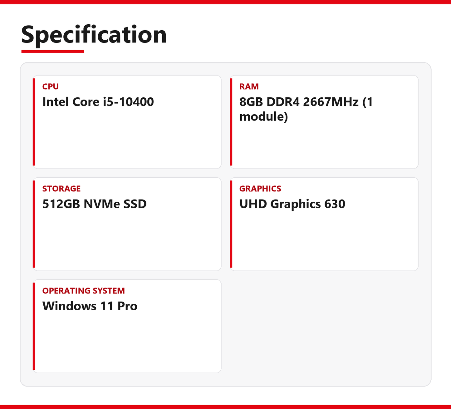 ASUS PRIME H510M-K i5 Tower PC Windows 11 8GB RAM 512GB NVMe SSD Intel 10400