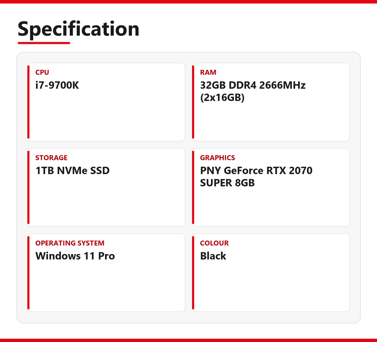 Dell Precision i7 Tower PC 3630 32GB RAM 1TB NVMe Intel 9700K RTX 2070 Super