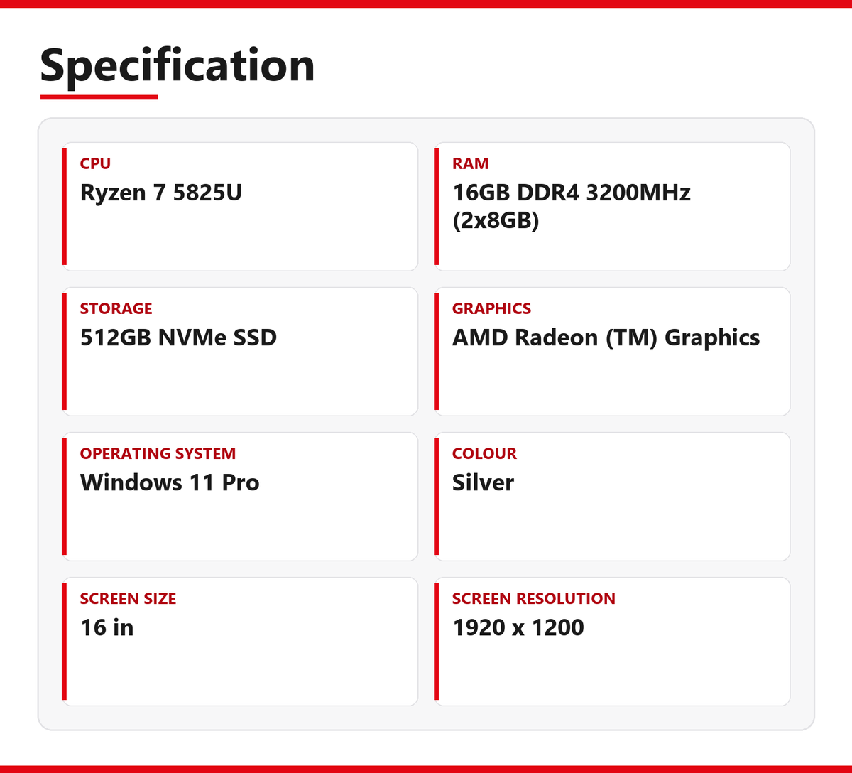 Dell Vostro Ryzen 7 Laptop 5625 16 inch 16GB RAM 512GB NVMe AMD 5825U Windows 11