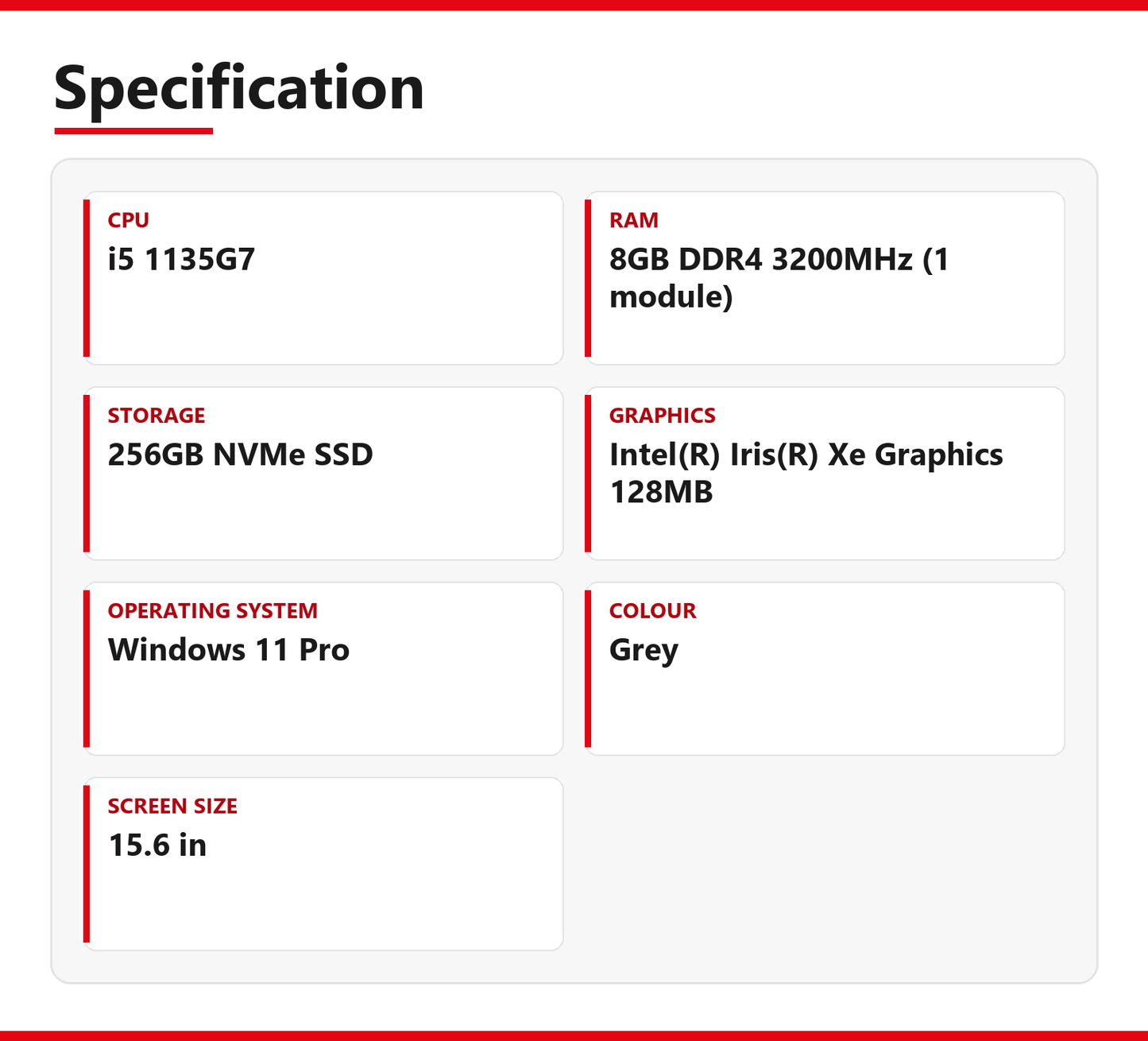 HP NoteBook i5 Laptop 15.6 in 250 G8 8GB RAM 256GB NVMe Intel 1135G7 Windows 11