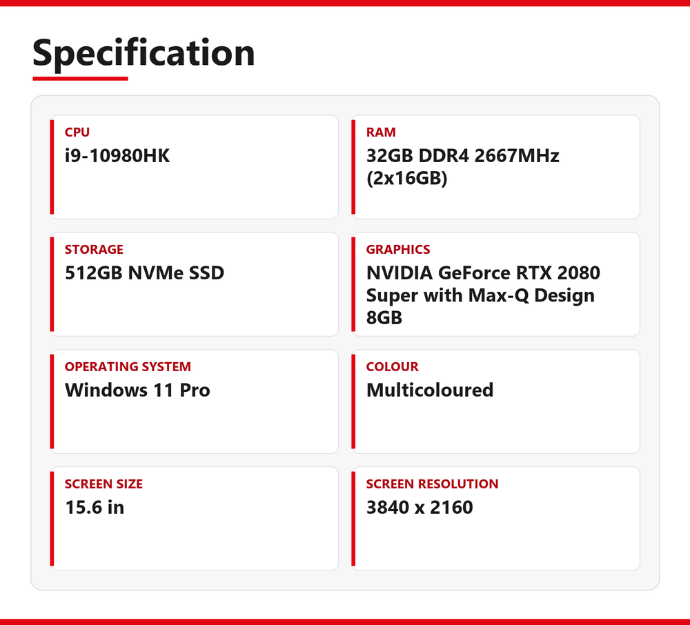 Alienware M15 R3 i9 Laptop 4K OLED 32GB RAM 512GB NVMe 10980HK RTX 2080 Super