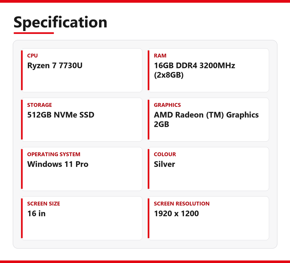 Lenovo ThinkBook Ryzen 7 Laptop 16 inch 16 G6 ABP 16GB RAM 512GB NVMe AMD 7730U