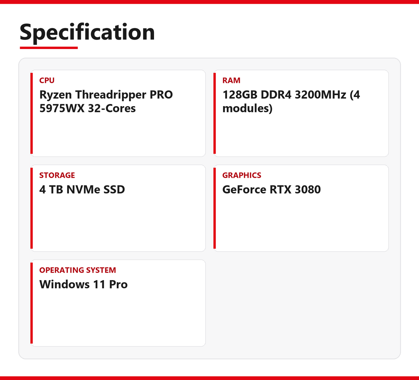 Dell | 7865 | Ryzen Threadripper PRO 5975WX 32-Cores | 128GB DDR4 3200MHz (4 modules) | 4 TB NVMe SSD | Good - Refurbished