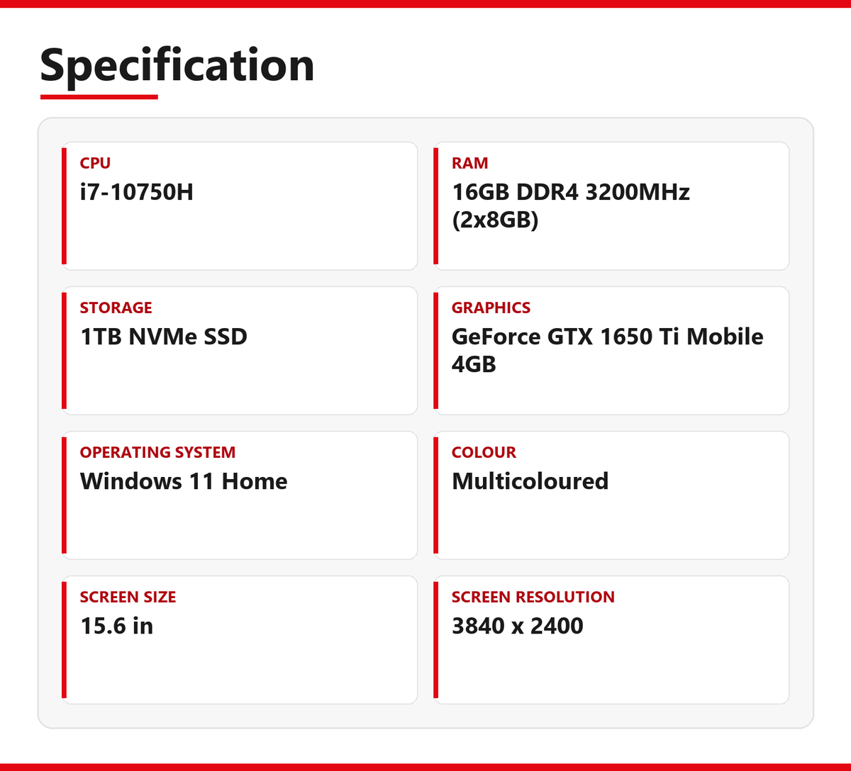 Dell XPS i7 Laptop 9500 15 in 4K Touch 16GB RAM 1TB NVMe Intel 10750H GTX 1650Ti