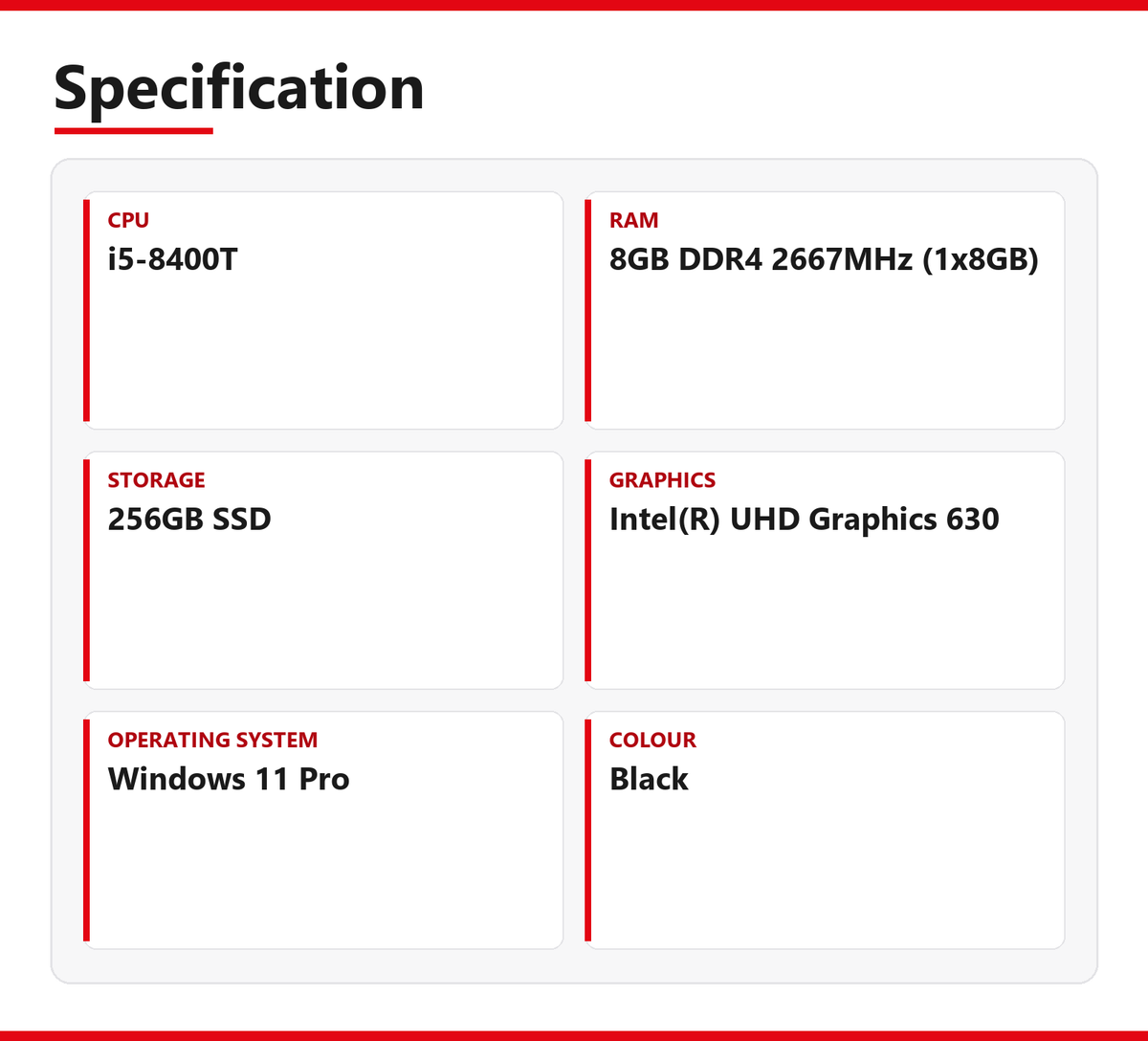 Lenovo ThinkCentre i5 Mini PC M720q 8GB RAM 256GB SSD Intel 8400T Windows 11