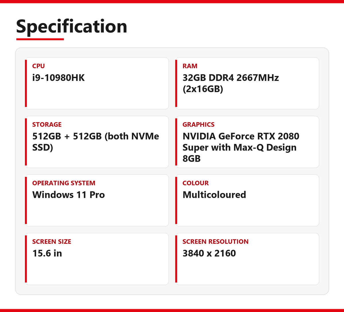 Alienware M15 R3 i9 Laptop 4K OLED 32GB RAM 1TB NVMe 10980HK RTX 2080 Super