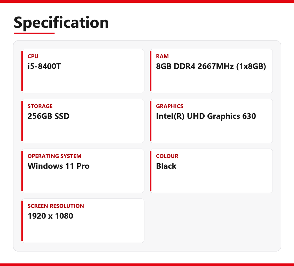 Lenovo ThinkCentre M720q TIO22Gen3 All-in-One 8GB RAM 256GB SSD i5-8400T WiFi Windows 11 Pro
