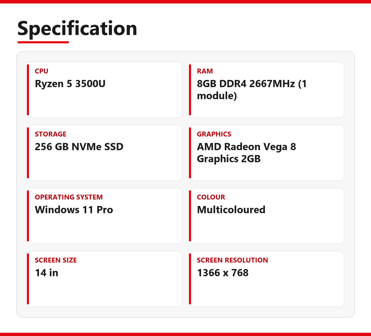 ASUS ExpertBook Ryzen 5 Laptop P1410CD 14 inch 8GB RAM 256GB NVMe SSD AMD 3500U