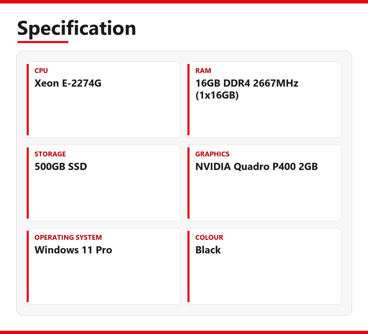 HP WorkStation Z2 G4 Tower PC 16GB RAM 500GB SSD Xeon E-2274G Quadro P400