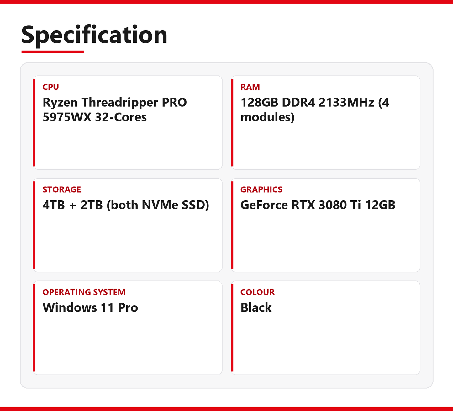 ASRock | Creator | Ryzen Threadripper PRO 5975WX 32-Cores | 128GB DDR4 2133MHz (4 modules) | 4TB + 2TB (both NVMe SSD) | Good - Refurbished