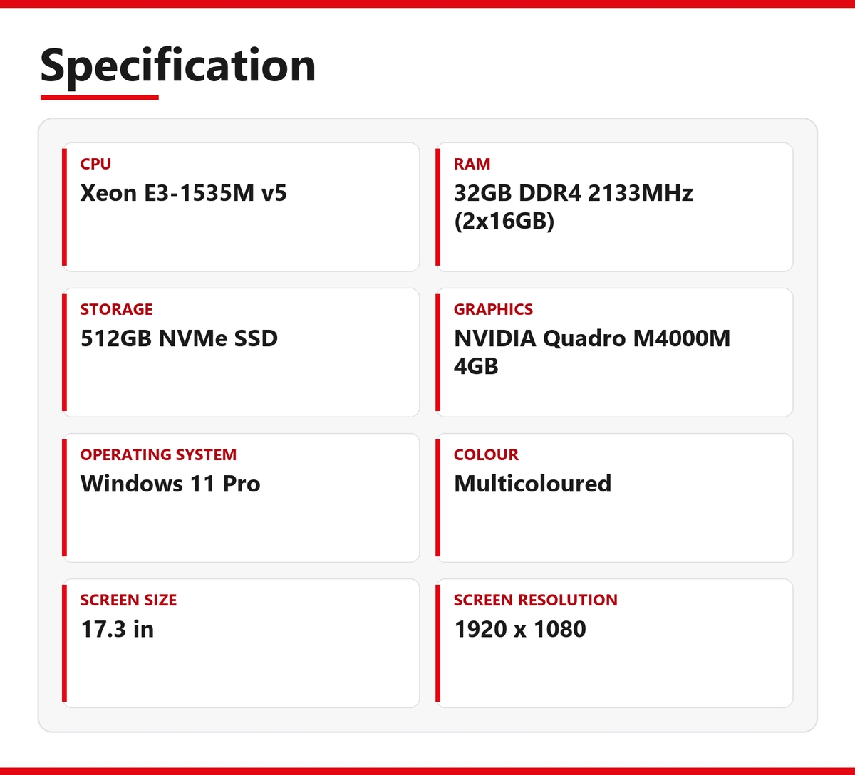Dell Precision 7710 Laptop 17 in 32GB RAM 512GB NVMe Xeon E3-1535M Quadro M4000M