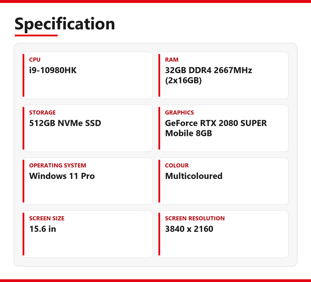 Alienware M15 R3 i7 Laptop 4K OLED 32GB RAM 512GB NVMe 10980HK RTX 2080 Super