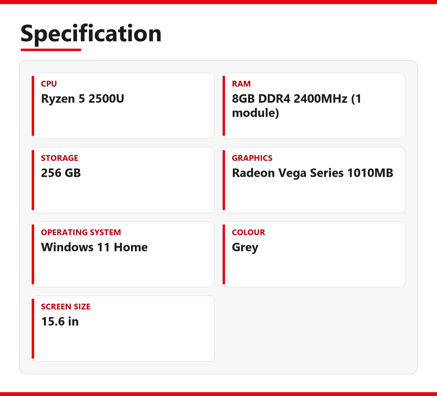 HP Notebook Ryzen 5 Laptop 255 G7 15.6 inch 8GB RAM 256GB AMD 2500U Windows 11