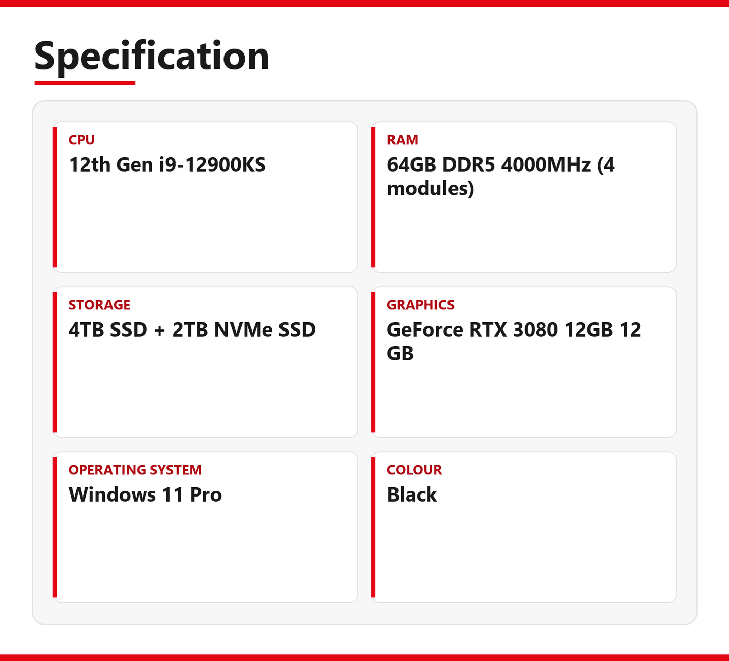 ASUS | STRIX Z690-E GAMING WIFI | 12th Gen i9-12900KS | 64GB DDR5 4000MHz (4 modules) | 4TB SSD + 2TB NVMe SSD | Good - Refurbished