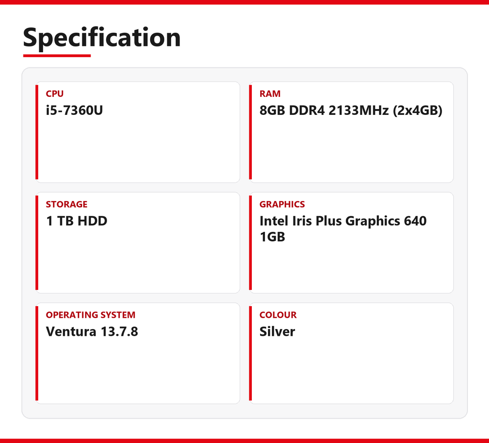 Apple iMac i5 (21.5-inch, 2017) 8GB RAM 1TB HDD Intel 7360U WiFi macOS Ventura
