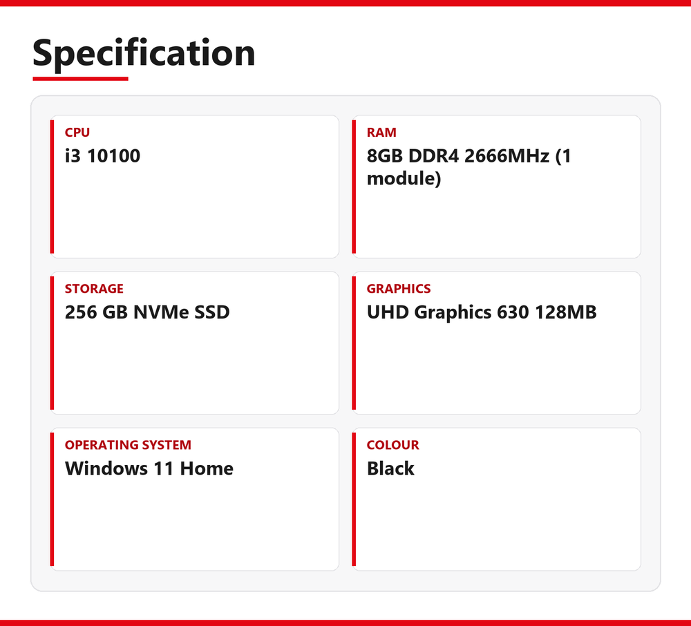 Dell Inspiron 3881 Desktop PC 8GB RAM 256GB NVMe SSD Intel 10100 WiFi Windows 11