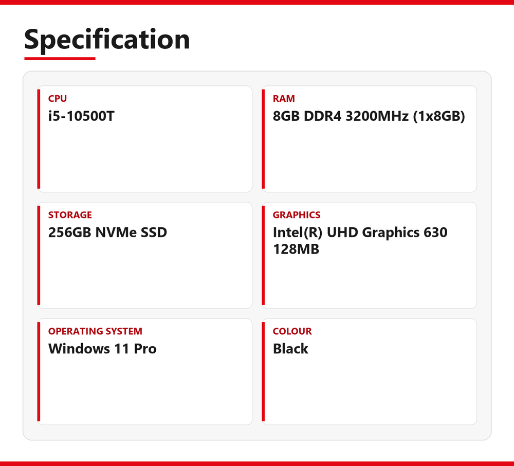 Lenovo ThinkCentre i5 Mini PC M70q 8GB RAM 256GB NVMe Intel 10500T Windows 11