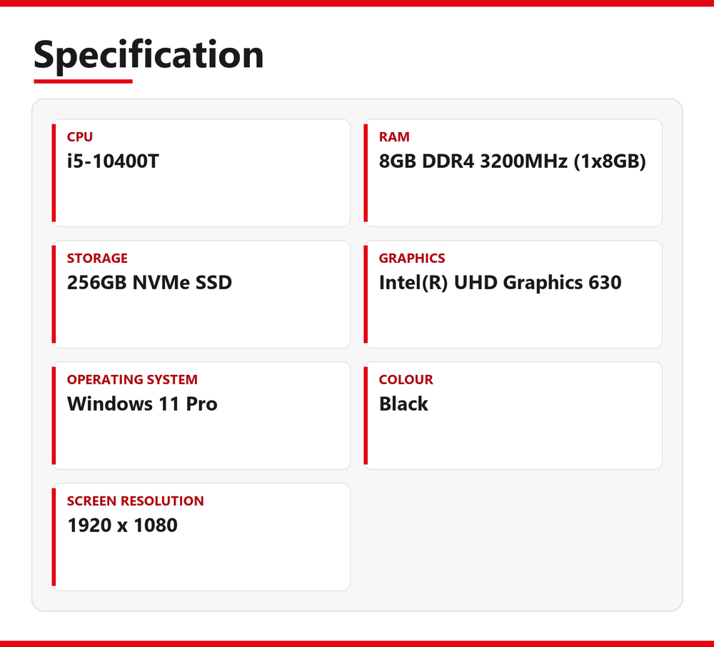 Lenovo ThinkCentre i5 AIO 21.5 in M70q TIO22Gen4 8GB RAM 256GB NVMe Intel 10400T