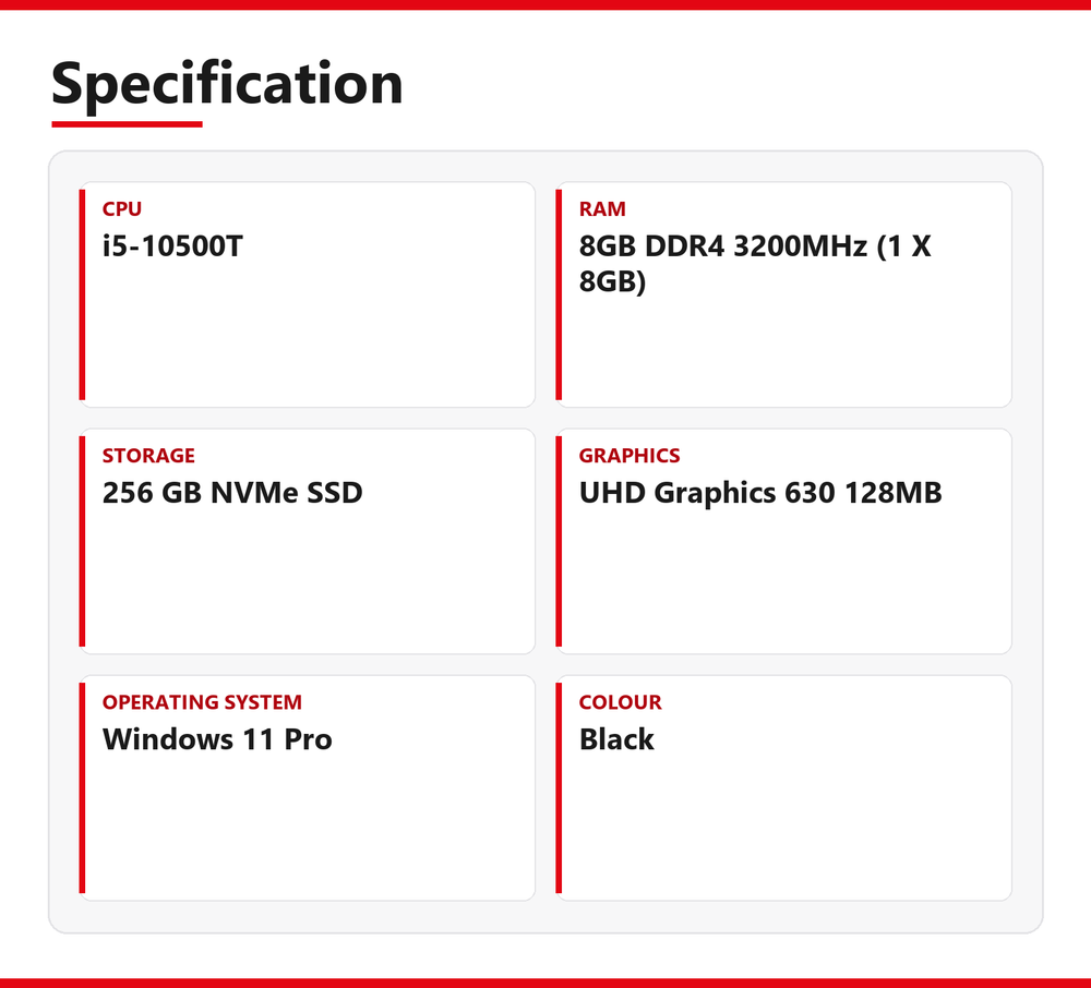 Lenovo ThinkCentre i5 Mini PC M70q 8GB RAM 256GB NVMe Intel 10500T Windows 11