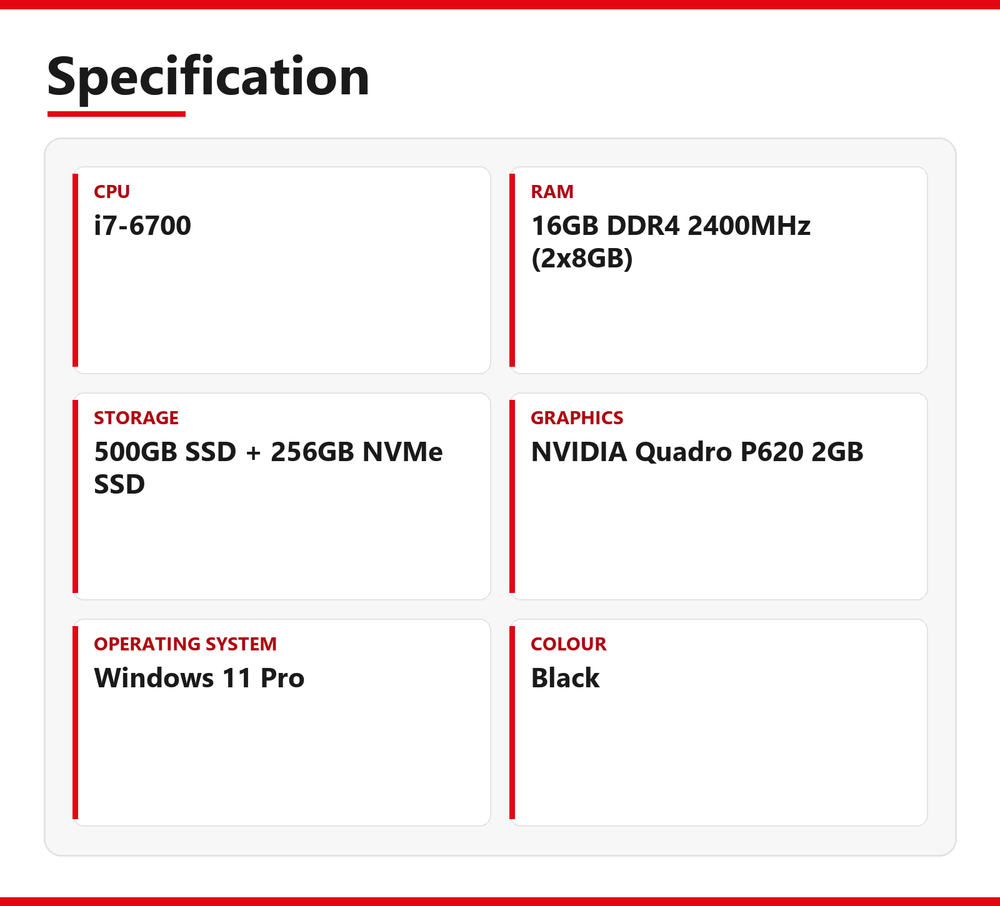 Dell Precision i7 SFF PC Tower 3420 16GB RAM 256GB NVMe 500GB SSD Intel 6700