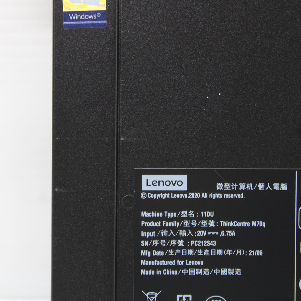 Lenovo ThinkCentre i5 Mini PC M70q 8GB RAM 256GB NVMe Intel 10500T Windows 11