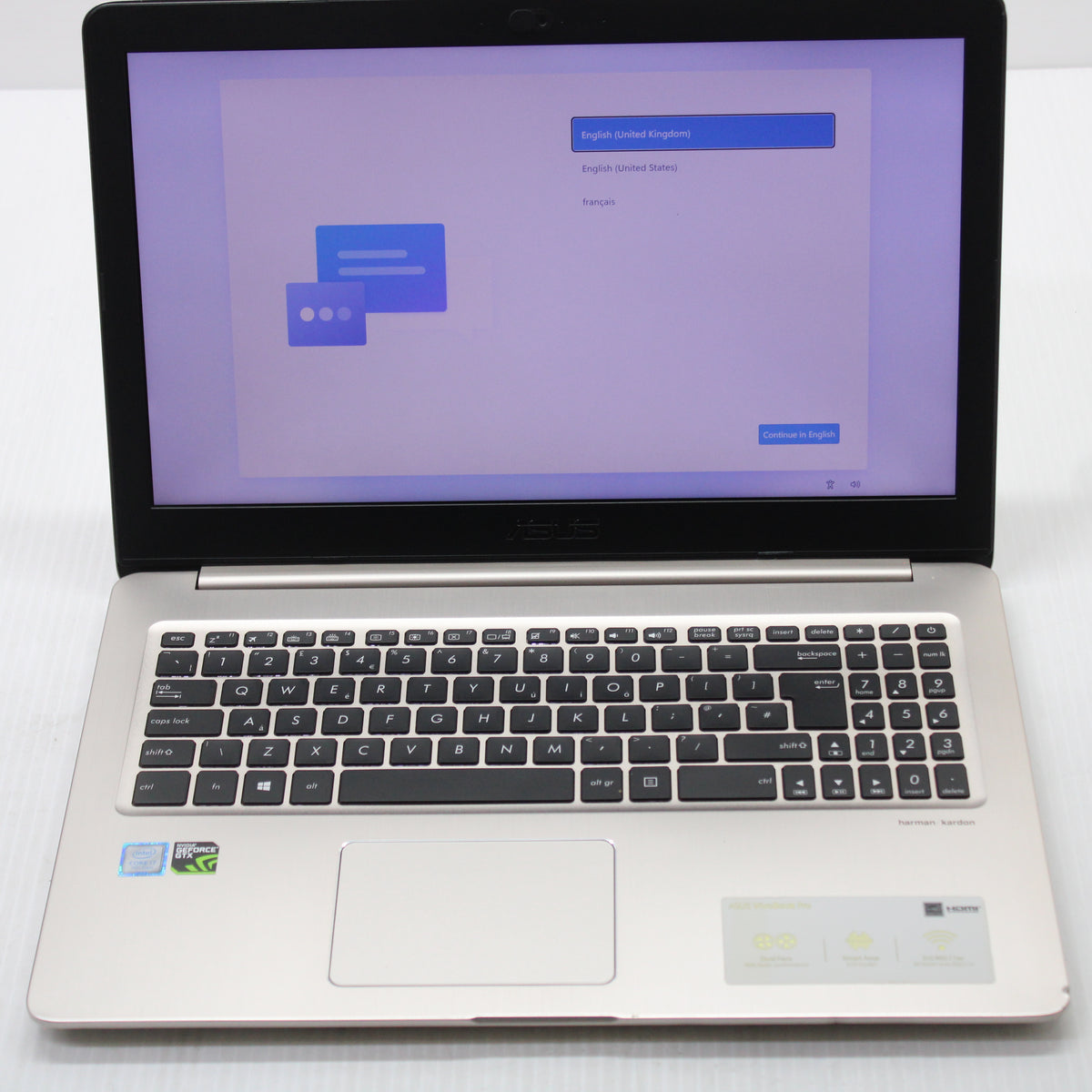 ASUS VivoBook Pro i7 Laptop 15.6 inch 16GB RAM 500GB SSD Intel 7700HQ GTX 1050