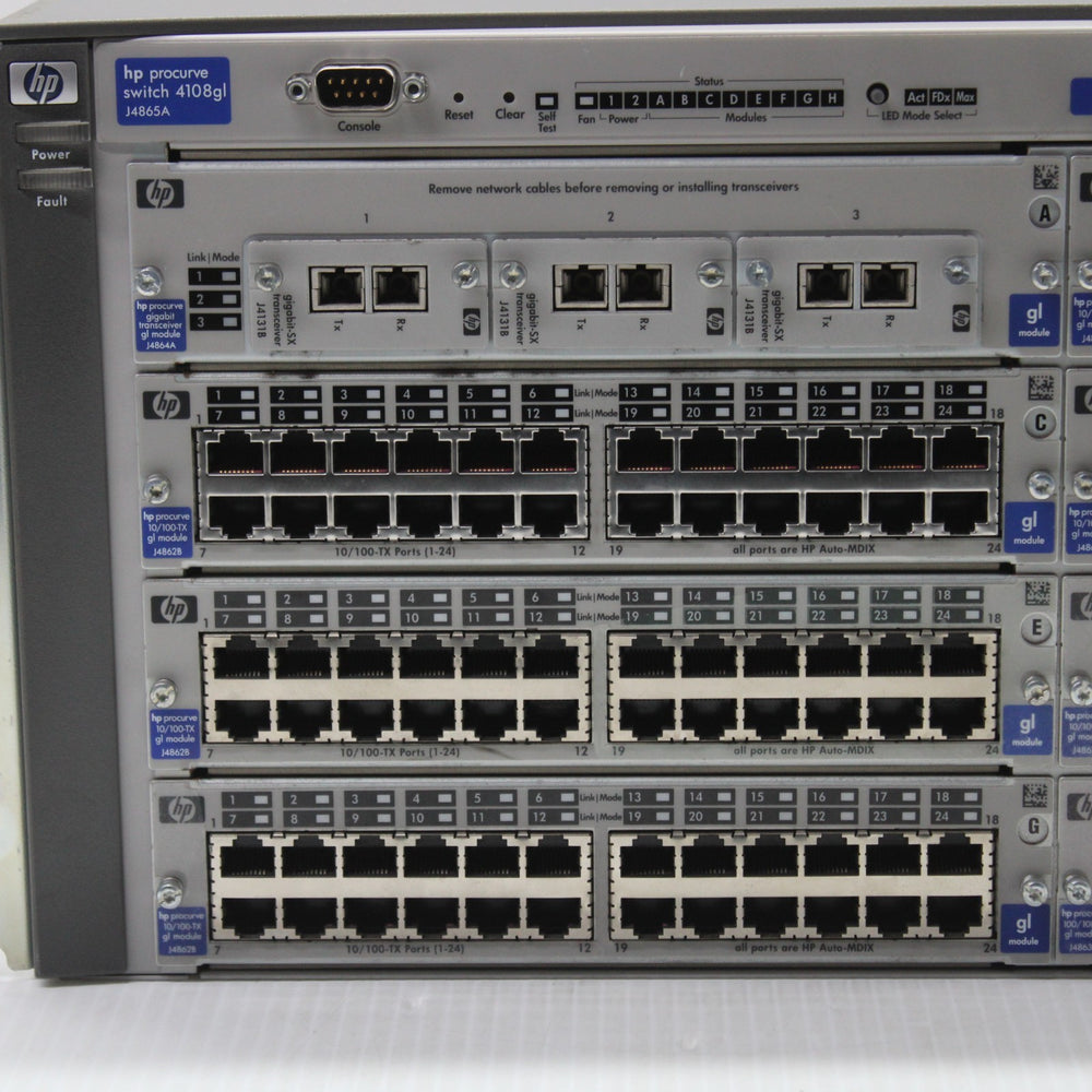 HP ProCurve 4108gl J4865A Switch Chassis J4862B J4863A J4864A Modules ...