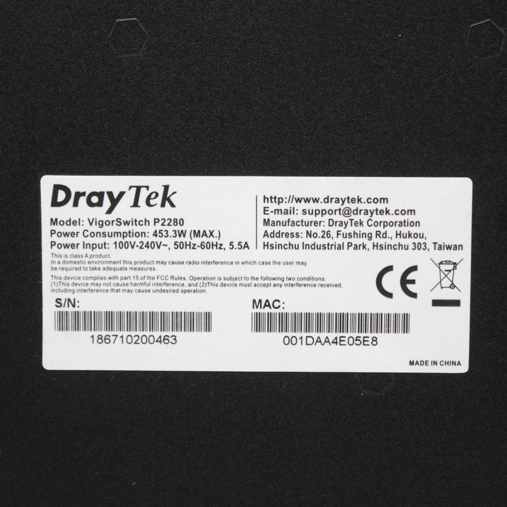 DrayTek VigorSwitch P2280 24 Port 1 Gbps Gigabit Managed PoE+ Network Switch