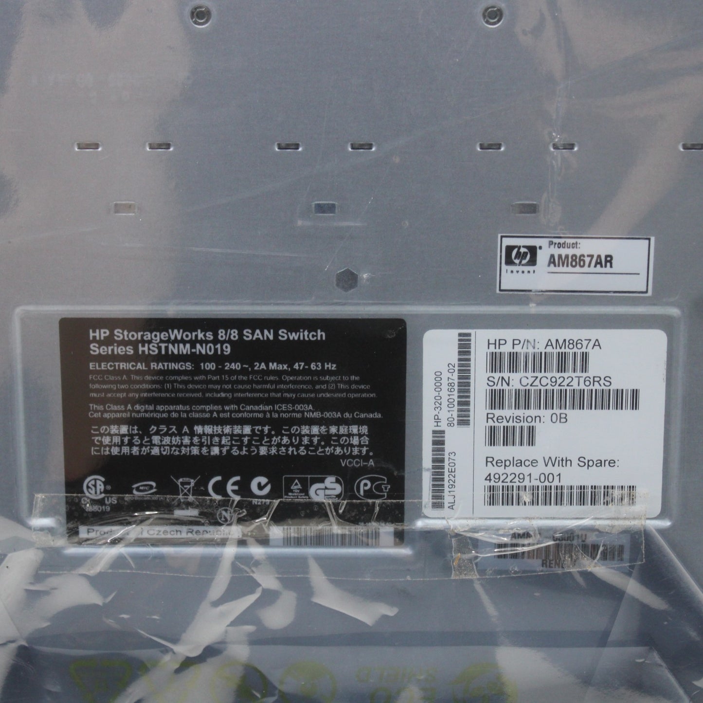 HP StorageWorks 8/8 SAN Switch HSTNM-N019 AM867A 24 Port SFP+ Layer 2